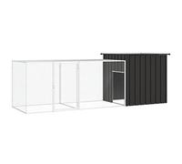 kithwjll Cage à poulailler anthracite en acier galvanisé 300 x 91 x 100 cm avec cage d'extension, cage sûre pour petits animaux pour poules, clapier à lapins, abri pour rongeurs, enclos et extérieur