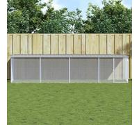 kithwjll Cage à poulailler avec toit gris clair en acier galvanisé 403 x 98 x 90 cm avec cage d'extension, convient comme cage pour petits animaux, clapier, enclos pour rongeurs pour l'extérieur et