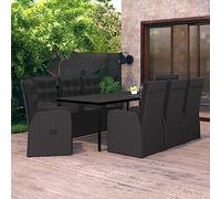 kithwjll Ensemble de meubles de jardin 9 pièces avec coussins noirs pour terrasse, balcon et jardin, salon de jardin, canapé d'extérieur avec dossiers réglables et coussins