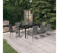 kithwjll Ensemble de meubles de jardin 9 pièces gris noir - Salon de balcon - Meubles de terrasse - Canapé d'extérieur - Fauteuil, banc, table, tabouret - Pour manger, se détendre et faire des fêtes