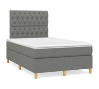 kithwjll Lit à sommier tapissier avec matelas, gris foncé, 120 x 190 cm, cadre de lit en tissu avec tête de lit, pour chambre à coucher, lit d'invité, lit d'enfant et chambre d'adolescent, lit