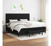 kithwjll Lit capitonné avec matelas, noir, 200 x 200 cm, en tissu, pour chambre à coucher, peu encombrant, structure de lit stable avec tête de lit réglable en hauteur pour un sommeil confortable et
