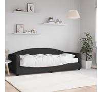 kithwjll Lit de jour avec matelas, noir, 80 x 200 cm, tissu stable, cadre de lit en bois et métal, lit d'appoint, polyvalent, avec espace de rangement, pour chambre à coucher et chambre d'enfant