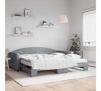kithwjll Lit de jour extensible avec matelas, gris clair, 100 x 200 cm, en tissu, canapé-lit double, lit d'appoint, design moderne, cadre en bois et métal robuste, peu encombrant, pour chambre à