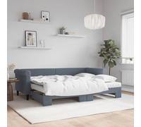 kithwjll Lit de jour extensible avec matelas - Gris foncé - 80 x 200 cm - En velours - Design moderne - Canapé avec espace de rangement pour chambre à coucher et chambre d'amis
