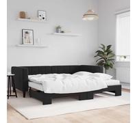 kithwjll Lit de jour extensible avec matelas, noir, 90 x 200 cm, velours, design moderne, cadre de lit double, lit d'invité, canapé-lit