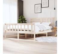 kithwjll Lit en bois massif de 180 x 200 cm avec cadre de lit stable et tête et pied de lit décoratifs pour chambre à coucher, bois de pin durable, convient pour lit double, lit de rangement, lit