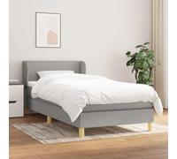 kithwjll Lit rembourré avec tête de lit réglable, 90 x 190 cm, tissu gris clair, cadre de lit durable avec espace de rangement pour chambre à coucher, idéal comme lit d'appoint ou lit d'adolescent