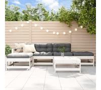 kithwjll Salon de jardin 6 pièces blanc en pin massif avec éléments modulaires pour un salon confortable sur la terrasse, le balcon ou le jardin, comprend un canapé d'angle, des canapés centraux et