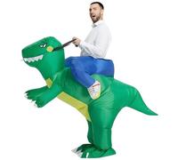 Kitimi Costume de dinosaure gonflable pour adulte, costume de raptor gonflable de dessin animé, déguisement de dinosaure pour adulte, tenue créative et amusante pour Halloween, carnaval, Noël, fête