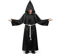 Kitimi Costume de moine pour enfants avec croix et capuche, Halloween Costume médiéval pour enfants, vêtements de carnaval