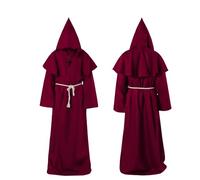 Kitimi Costume de moine rouge pour adulte, robe de moine, tenue médiévale pour homme, costume de prêtre pour homme, tenue de carnaval, déguisement pour adulte, pour carnaval, fête d'Halloween