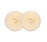 kitjans Lot de 2 donuts pour chignon blond, chignon style anneau, grand donut pour cheveux épais et longs (taille L, 8,9 cm/beige)