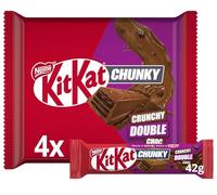 KitKat Chunky Crunchy Double Choc, kit Kat biscuit farci au chocolat au lait, céréales de riz, cacao et enrobé de chocolat au lait de 168g (NOUVEAU)