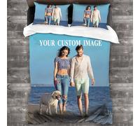 Kitlay Housse de Couette Personnalisée avec Photo 135x200,Parure de lit Personnalisé avec 2 Taie d'oreiller 50x75 cm,s'adapte à Différentes Tailles,pour Famille,Enfant,mères,Noël,idéal Cadeau