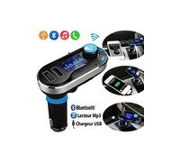 Kitmain libre de voiture Bluetooth Lecteur MP3 Transmetteur FM avec Micro - Double Recharge USB (Argent)