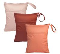 KITMOUS Wet Dry Bags for Baby Cloth Diapers 3 Pack, Washable Travel Bags, Beach, Pool, Gym Bag for Swimsuits & Wet Clothes with Two Pockets, Snap Handle 3LN33