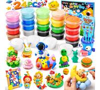 Kitojoy Kit Argile Légère Séchant à l’air, 24 Pots d’Argile à Modeler, 3 Outils Inclus, Notice d’Utilisation, Boîte Couleur, Loisirs Créatifs DIY pour Enfants et Adultes
