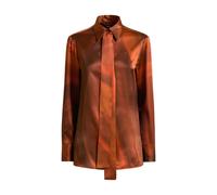 Kiton - Chemise de soie de luxe avec écharpe intégrée - Femme - Blouses et Chemises - Brun - Taille: 42 FR