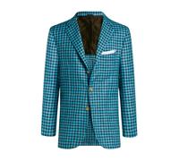 Kiton - Veste croisée à carreaux Fine Blend - Homme - Vestes - Bleu - Taille: M
