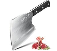 Kitory 16cm Feuille de Boucher pour la viande congelée et les gros os, 1KG Couteau Hachoir lourd Forgé à la Main, Couteau de Boucher en Forme de Hache, extra-épais 7 mm