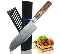 Kitory Couteau Santoku 13cm, Couteau de Cuisine Professionnel, Acier inoxydable à haute teneur en carbone, lame ultra-tranchante et durable, avec protection de lame