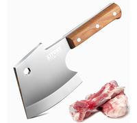 Kitory Feuille de Boucher 15cm, Couteau Hachoir Lourd Forgé à la Main, Lame Extra-Épaisse 5mm, Full Tang, Poignée Bois de Poirier, pour Viande et Os