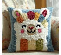 kitphoenix Coussin Au Crochet À Loquet Bricolage Alpaga Kit De Tapis De Crochet À Point,Création De Tapis À Crocher Pour Adultes Et Enfants,Modèle De Couleur Pré-Imprimé,43X43Cm