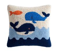 kitphoenix Coussin Au Crochet À Loquet Bricolage Dauphin Kit De Tapis De Crochet À Point,Création De Tapis À Crocher Pour Adultes Et Enfants,Modèle De Couleur Pré-Imprimé,43X43Cm