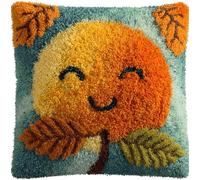 kitphoenix Coussin Au Crochet À Loquet Bricolage Feuille Kit De Tapis De Crochet À Point,Création De Tapis À Crocher Pour Adultes Et Enfants,Modèle De Couleur Pré-Imprimé,43X43Cm