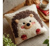 kitphoenix Coussin Au Crochet À Loquet Bricolage Hérisson Kit De Tapis De Crochet À Point,Création De Tapis À Crocher Pour Adultes Et Enfants,Modèle De Couleur Pré-Imprimé,43X43Cm