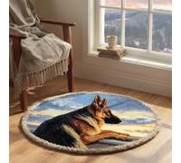 kitphoenix Diy Crochet À La Main Kits Tapis Berger Allemand Kits De Coussins Avec Crochet, Kit Tapis Point Noué À Faire Pour Adultes Débutants,Artisanat Créatif 50X50Cm
