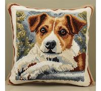 kitphoenix Kit Complet de Crochet pour Coussin Chien Kit Coussin au Point Noué, 43×43CM création de Tapis et Canvas, Kit Tapis Point Noué,Tapis Point Noué Kit
