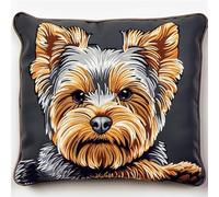 kitphoenix Kit Complet de Crochet pour Coussin Chien Tapis DIY Broderie Kit Tapis Point Noué à Faire pour Débutants, Adultes ou Enfants,Latch Hook Canevas Coussin Point 43x43cm