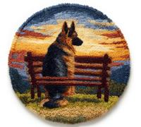 kitphoenix Kit Complet De Crochet Pour Tapis,Berger Allemand Diy Broderie Kit Tapis Point Noué À Faire Pour Débutants,Adultes,Latch Hook Canevas Rug,50X50Cm