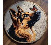 kitphoenix Kit Complet De Crochet Pour Tapis,Berger Allemand Diy Broderie Kit Tapis Point Noué À Faire Pour Débutants,Adultes,Latch Hook Canevas Rug,50X50Cm