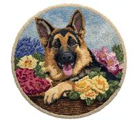 kitphoenix Kit Complet De Crochet Pour Tapis,Berger Allemand Diy Broderie Kit Tapis Point Noué À Faire Pour Débutants,Adultes,Latch Hook Canevas Rug,50X50Cm