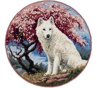 kitphoenix Kit Complet De Crochet Pour Tapis,Loup Diy Broderie Kit Tapis Point Noué À Faire Pour Débutants,Adultes,Latch Hook Canevas Rug,50X50Cm