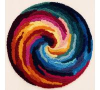 kitphoenix Kit Complet De Crochet Pour Tapis,Vortex Du Moulin À Vent Diy Broderie Kit Tapis Point Noué À Faire Pour Débutants,Adultes,Latch Hook Canevas Rug,50X50Cm