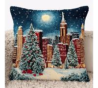 kitphoenix Kit Coussin au Point Noué 43x43cm,Place de la ville de Noël,Kit Loquet Crochet Facile pour Enfants et Adultes,Idée Créative pour Loisirs,Déco DIY et Cadeau Fait Main