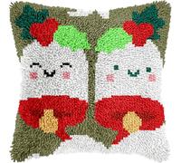 kitphoenix Kit Coussin Décoratif 43x43 cm, Latch Hook DIY pour Noël | Un projet créatif à réaliser pendant les fêtes, seul ou en famille ; le kit comprend les accessoires essentiels