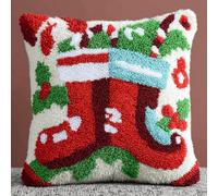 kitphoenix Kit Crochet de Loquet pour Coussin de Noël 43x43 cm, DIY Broderie Point Noué pour Adultes Débutants - Décoration Maison et Cadeau Créatif -7