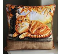 kitphoenix Kit Crochet de Verrouillage Chat Tapis DIY Broderie Kit Tapis Point Noué à Faire pour Débutants, Adultes ou Enfants,Latch Hook Canevas Coussin Point 43x43cm