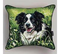 kitphoenix Kit Crochet de Verrouillage Chien Tapis DIY Broderie Kit Tapis Point Noué à Faire pour Débutants, Adultes ou Enfants,Latch Hook Canevas Coussin Point 43x43cm