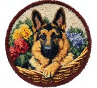 kitphoenix Kit Crochet De Verrouillage Tapis Berger Allemand Diy Broderie Kit Tapis Point Noué À Faire Pour Débutants, Adultes,Latch Hook Canevas Coussin Point 50X50Cm