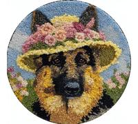 kitphoenix Kit Crochet De Verrouillage Tapis Berger Allemand Diy Broderie Kit Tapis Point Noué À Faire Pour Débutants, Adultes,Latch Hook Canevas Coussin Point 50X50Cm