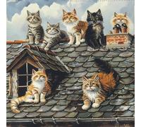 kitphoenix Kit Crochet De Verrouillage Tapis Diy Broderie Pour, Chat Debout Kit Tapis Point Noué À Faire Pour Débutants,Adultes Ou Enfants,Latch Hook Canevas Coussin Point 43X43Cm