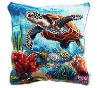 kitphoenix Kit Crochet De Verrouillage Tapis Diy Broderie Pour, Tortue De Mer Kit Tapis Point Noué À Faire Pour Débutants,Adultes Ou Enfants,Latch Hook Canevas Coussin Point 43X43Cm