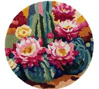 kitphoenix Kit Crochet De Verrouillage Tapis Fleurs De Cactus Diy Broderie Kit Tapis Point Noué À Faire Pour Débutants, Adultes,Latch Hook Canevas Coussin Point 50X50Cm