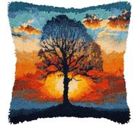 kitphoenix Kit de coussin à crochet 43x43cm,housse de coussin à faire soi-même avec motif de sycomore au coucher du soleil,fil,crochet et toile,kit de loisirs créatifs pour adultes et débutants - 2
